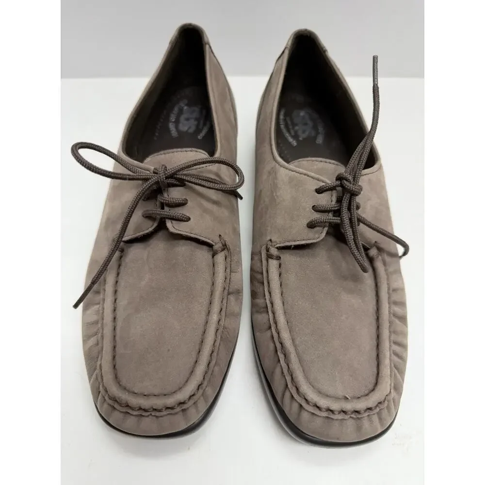 SAS Women’s Petra Lace Up Oxford Shoes Comfort Moccasin Suede Taupe 7.5 M